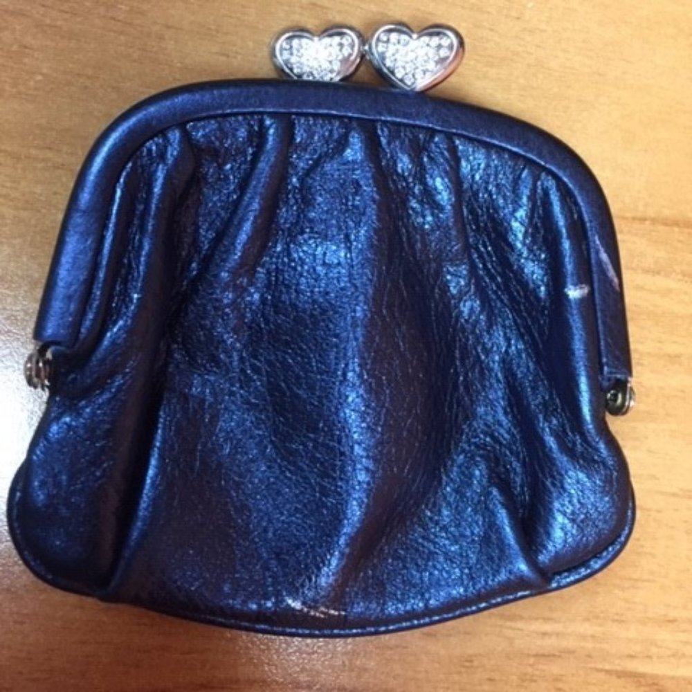 Brighton Blue Metallic Kiss Coin Purse w/Defect